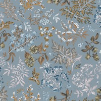 Abode Cottage Floral Leaves Wallpaper Duck Egg / Multi 05552-43