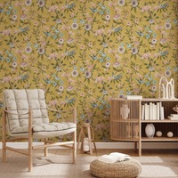 Eleanor Floral Wallpaper Yellow Ochre Fine Decor FD43446