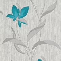 Fleur Textured Vinyl Wallpaper Teal Erismann 9730-18