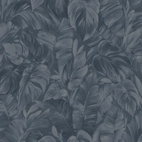 Play of Light Palm Leaf Textured Vinyl Wallpaper Navy Erismann 10416-08