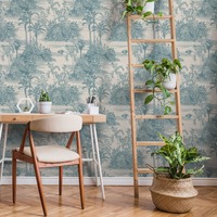 Eden Wallpaper Collection Tropical Toile Blue Muriva M37311