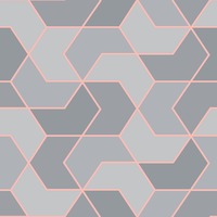 Portfolio Hex Geo Wallpaper Grey / Rose Gold Rasch 270334