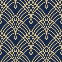 Waldorf Art Deco Wallpaper Navy / Gold World of Wallpaper 274447