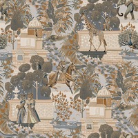 Animal Palace Wallpaper Blue / Orange Holden 13761