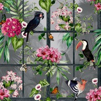 Cuban Tropicana Window Wallpaper Multi and Grey Arthouse 924408