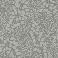 Elin Botanical Vinyl Wallpaper Charcoal Fine Decor FD26519