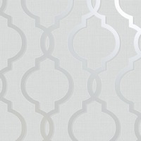 Laticia Geometric Trellis Wallpaper Grey and Silver Holden Decor 65490