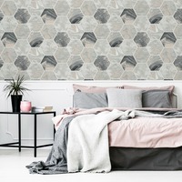 Marbled Hex Wallpaper Charcoal / Rose Gold Arthouse 908502