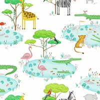 Over the Rainbow Crocodile Lake Jungle Wallpaper White Holden 90930