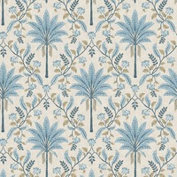 Palm Trellis Wallpaper Blue Holden 13751