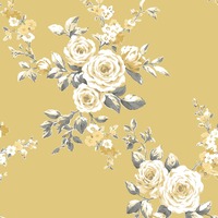 Catherine Lansfield Canterbury Floral Wallpaper Ochre Muriva 165501