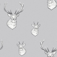 Catherine Lansfield Stag Wallpaper Light Grey Muriva 165511